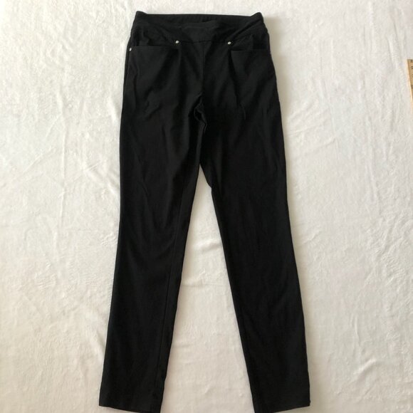 PGA Tour Golf Slacks Women S Black Slim Stretch Tummy Control Preppy - Picture 1 of 7